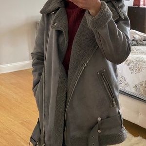 New Avec les filles faux shearling biker coat XS